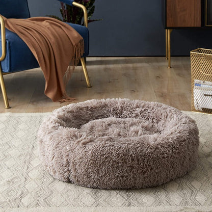 Brehn | Round Plush Calming Donut Dog Bed for Small to Large Dogs