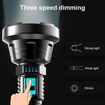 Skanto | 90000LM LED Flashlight – Tactical Spotlight with USB Charging and Super Bright Illumination