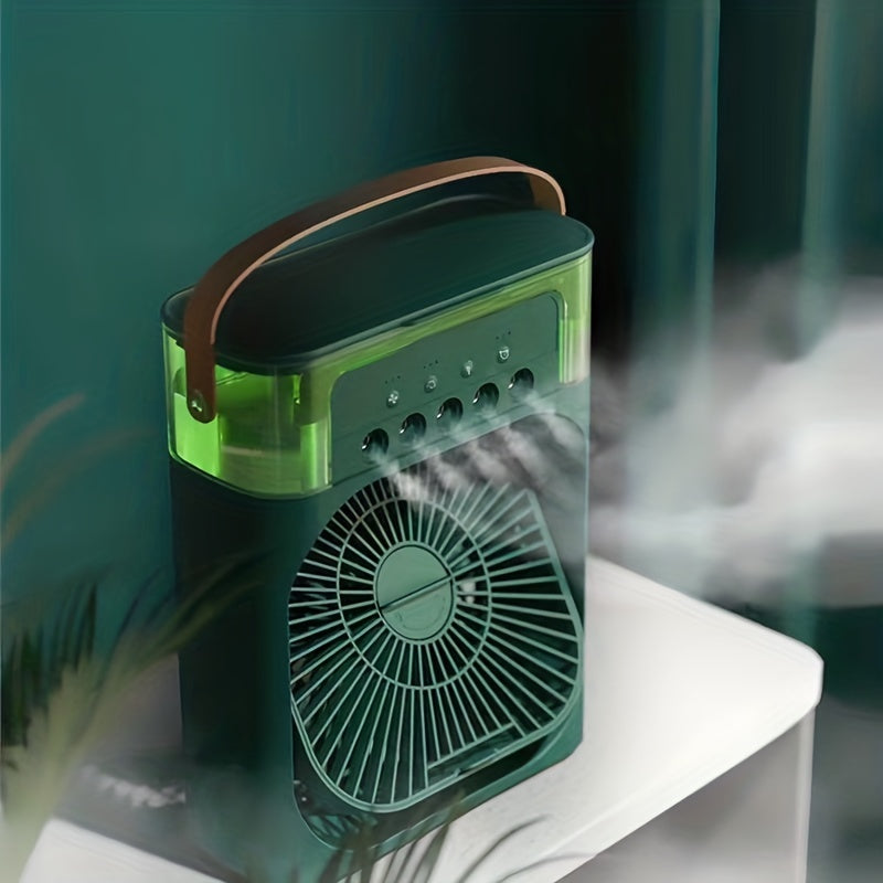 1pc Portable Air Conditioner, Portable Household Air Cooler, Hydro Cooling Fan, Portable Office Air Cooler, 3-Speed Air Cooling Fan Humidifier, 5 Humidifying Spray Nozzles for Household Appliances | Brehn