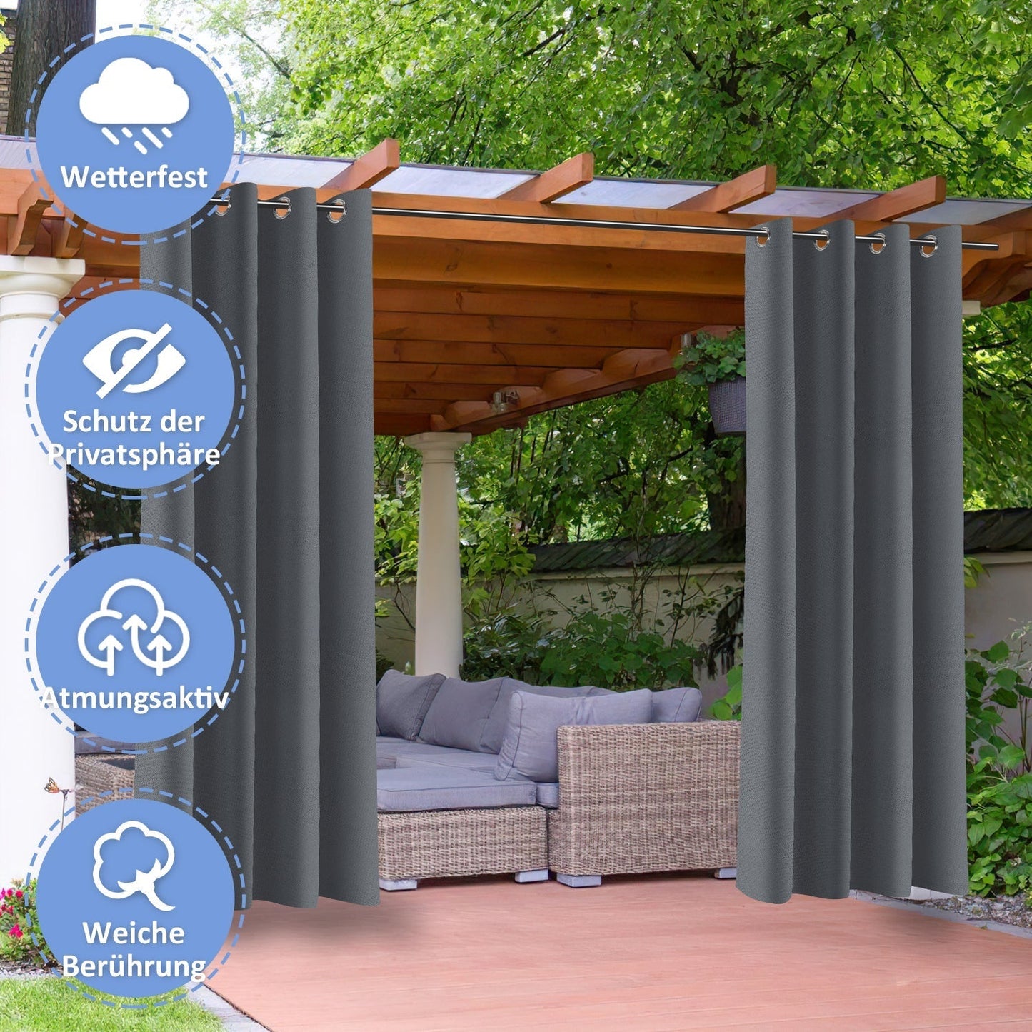 Outdoor Curtain Waterproof with Eyelets | Bowlift