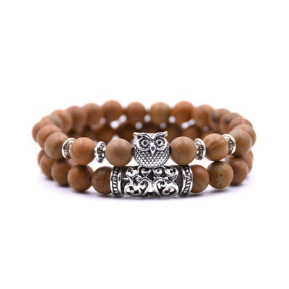Skanto | Owl Charm Natural Stone Bracelet