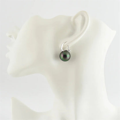 Skanto | Black Pearl Earrings Available in White Champagne Grey Gold and Black Pearl Dangle Earrings