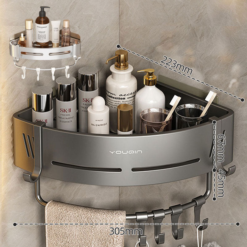 Skanto | EasyCorner Aluminum Shelf – Self-Adhesive Bathroom Hook Storage without Drilling