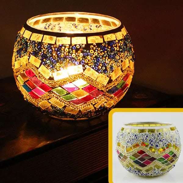 Skanto | Mosaic Glass Candle Holder for Home Decor