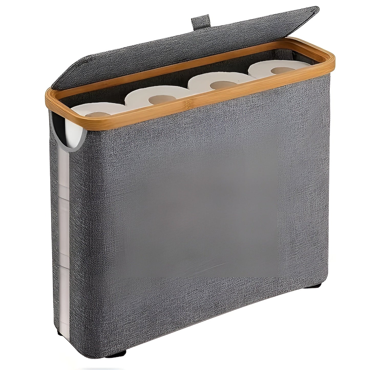 Large Toilet Paper Holder with Lid – Space-Saving and Foldable | Wood Frame for Bathroom and Toilet | Skanto