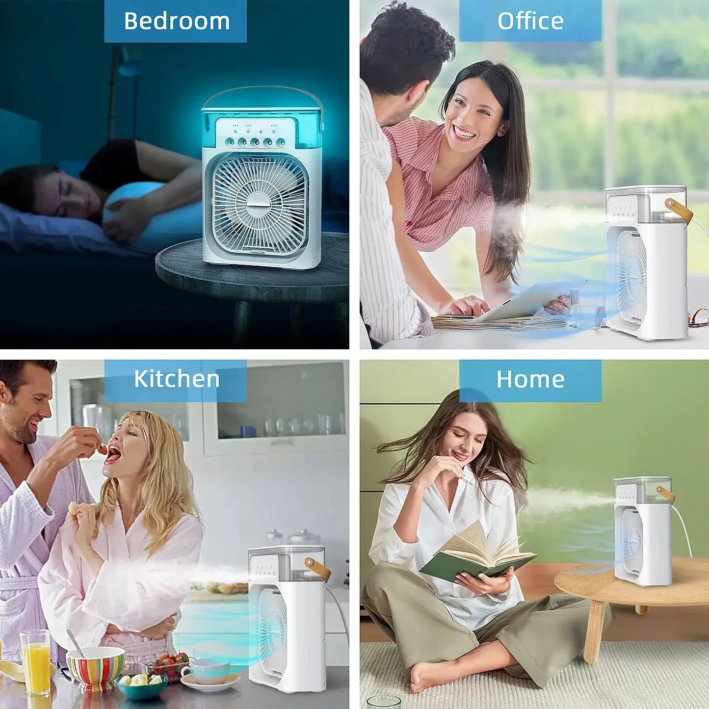 3-in-1 Portable Air Cooler with Humidifier and LED Night Lights | Bowlift