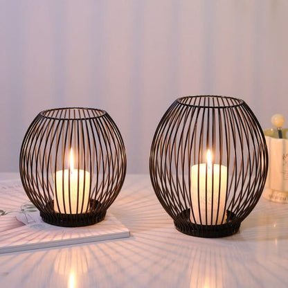 BowLift | Set of 3 Vintage Black Metal Lantern Candelabras