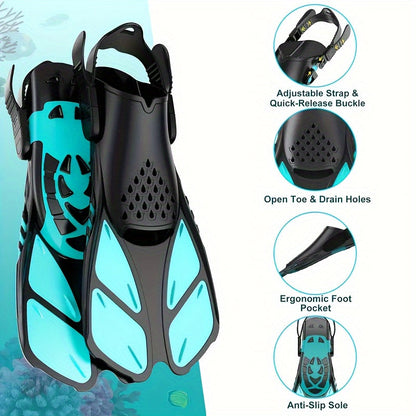 BowLift | Snorkel fins SeaVana Glide | Adjustable & Short | Open Heel | For Travel & Leisure | Unisex