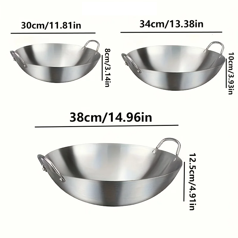 ChefMaster – Large Stainless Steel Wok with Double Handle Skanto