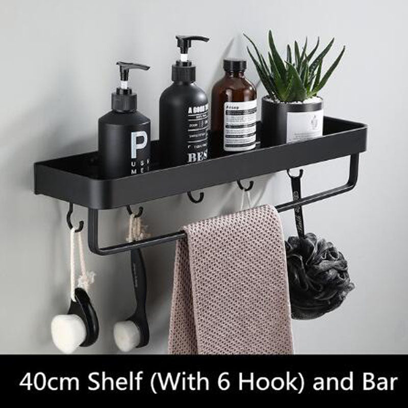 Black Aluminum Wall-Mounted Bathroom Shelf | Karnz