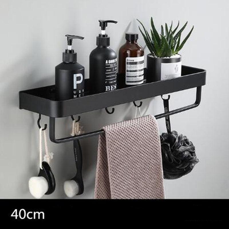 Skanto | Black Bathroom Shelf Made of Space Aluminum for Wall Mounting