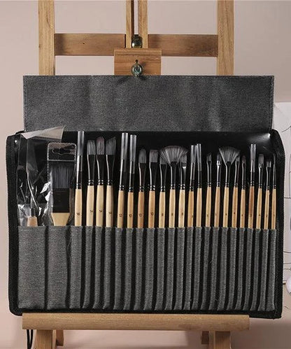 Professional Art Brushes with natural wooden handles Set