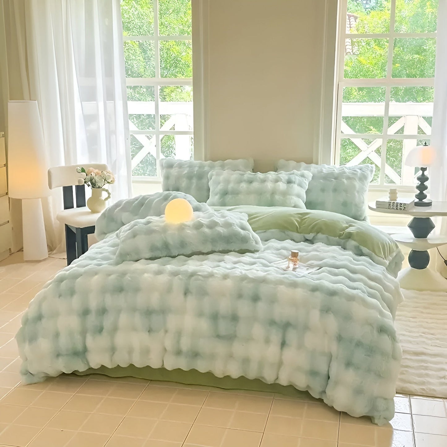 Cozy Plush Bedding Set – Warm and Soft for Autumn & Winter | ReversiBowlifte Design in Rabbit Fur & Milk Velvet | Bowlift