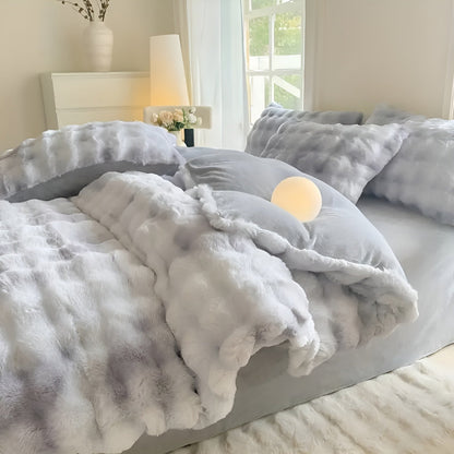 Cozy Plush Bedding Set – Warm and soft for Autumn & Winter | Reversible design in rabbit fur & milk velour | Karnz