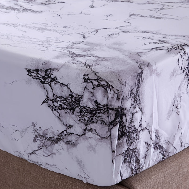 Skanto | 4-Piece Marble Brushed Sheet Set – Soft & Breathable Stone Pattern Bedding (1 Flat Sheet, 1 Fitted Sheet, 2 Pillowcases) for Bedroom & Guest Room