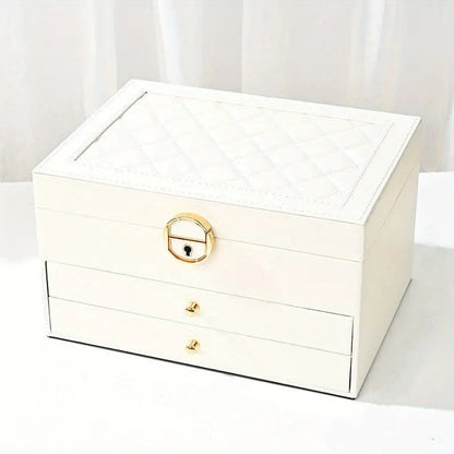 BowLift | Jewelry Box Leather | Lockable Multi-Layer Storage Organizer