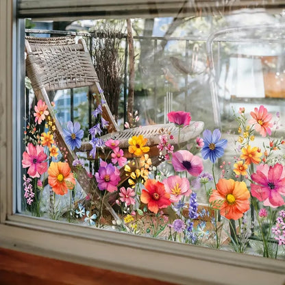 BowLift | 💐 Colorful Floral Bouquet Window Sticker 🖼️ (Removable without leaving marks)