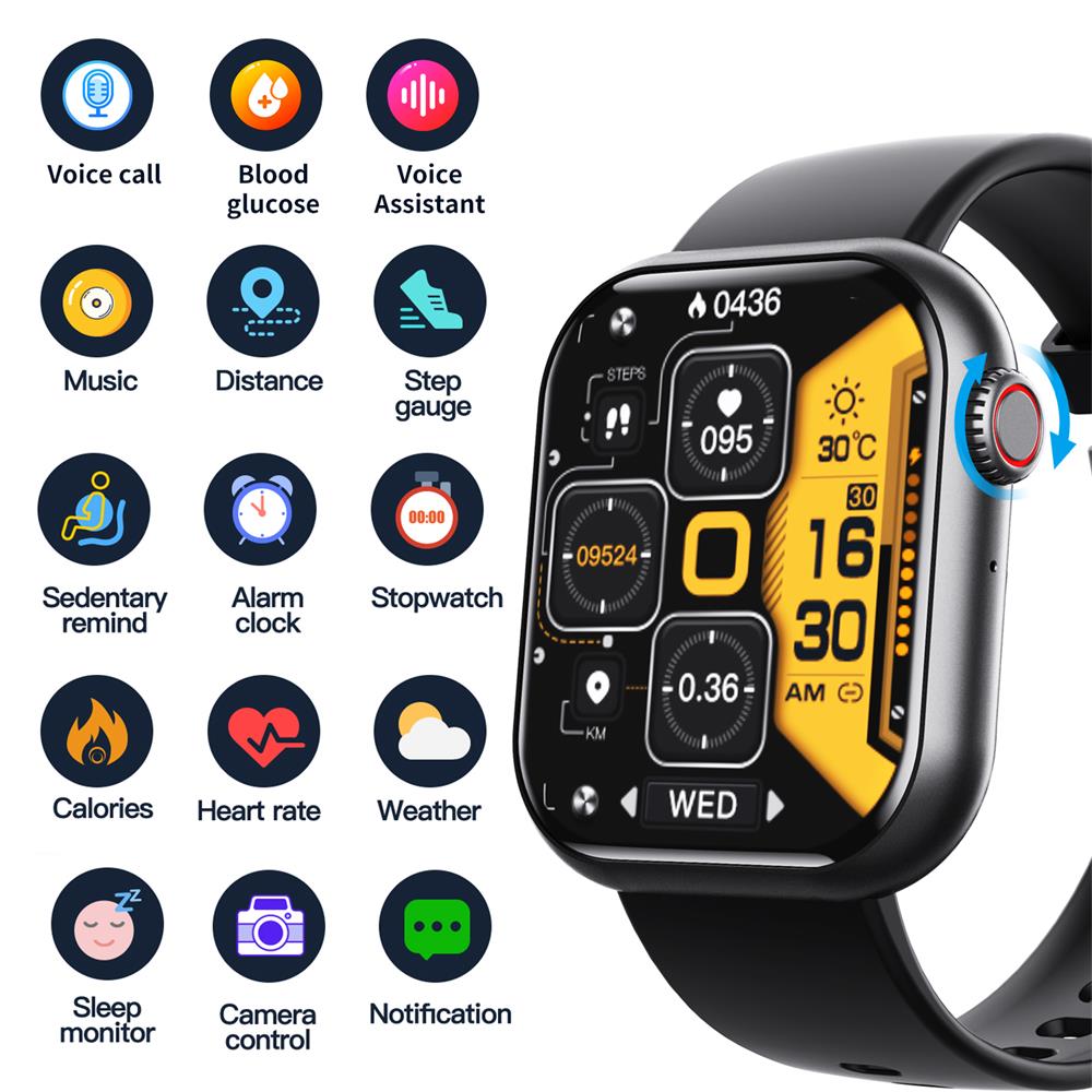 Skanto | Blood Glucose Blood Pressure Blood Oxygen Sleep Monitor Waterproof Smartwatch