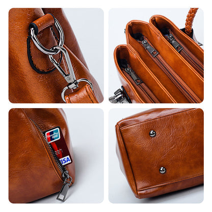 New handbags made of Boston oil wax leather, large soft leather tote bag
