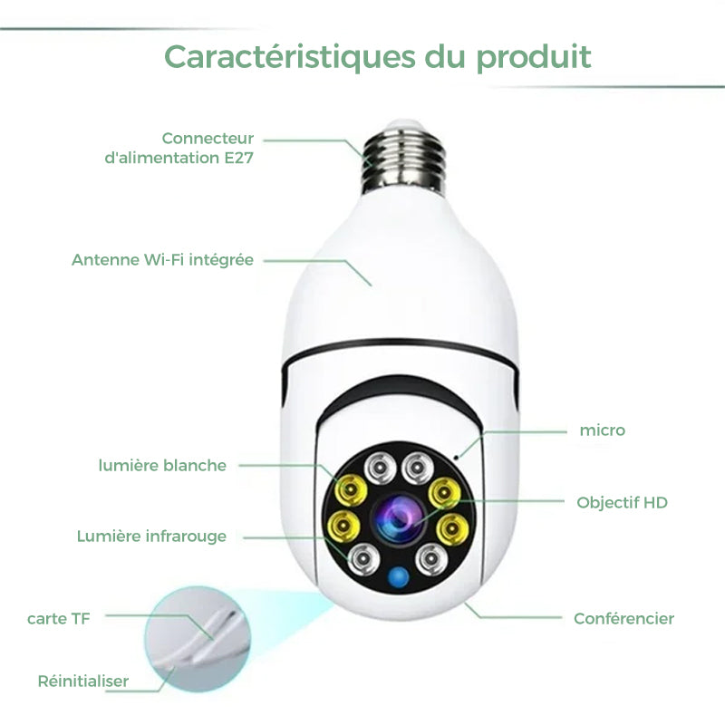 Wireless Wi-Fi Security Camera with Light Bulb | Karnz
