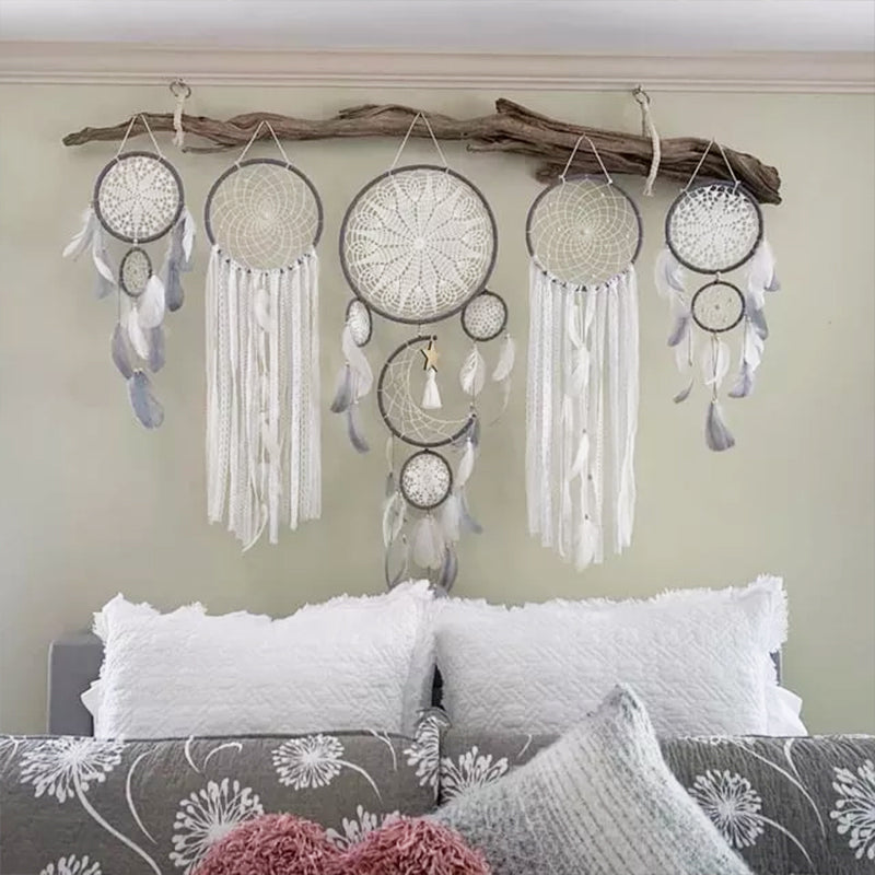 Dreamcatcher Moon and Stars Hanging Above Bed (5 PCS) Skanto