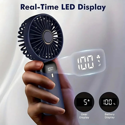 Rechargeable Handheld Mini Fan | 5-Speed, 90-Degree Adjustable & Quiet for Office, Home & Outdoor | Karnz