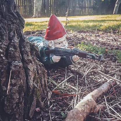 Military garden gnome with camouflage uniform