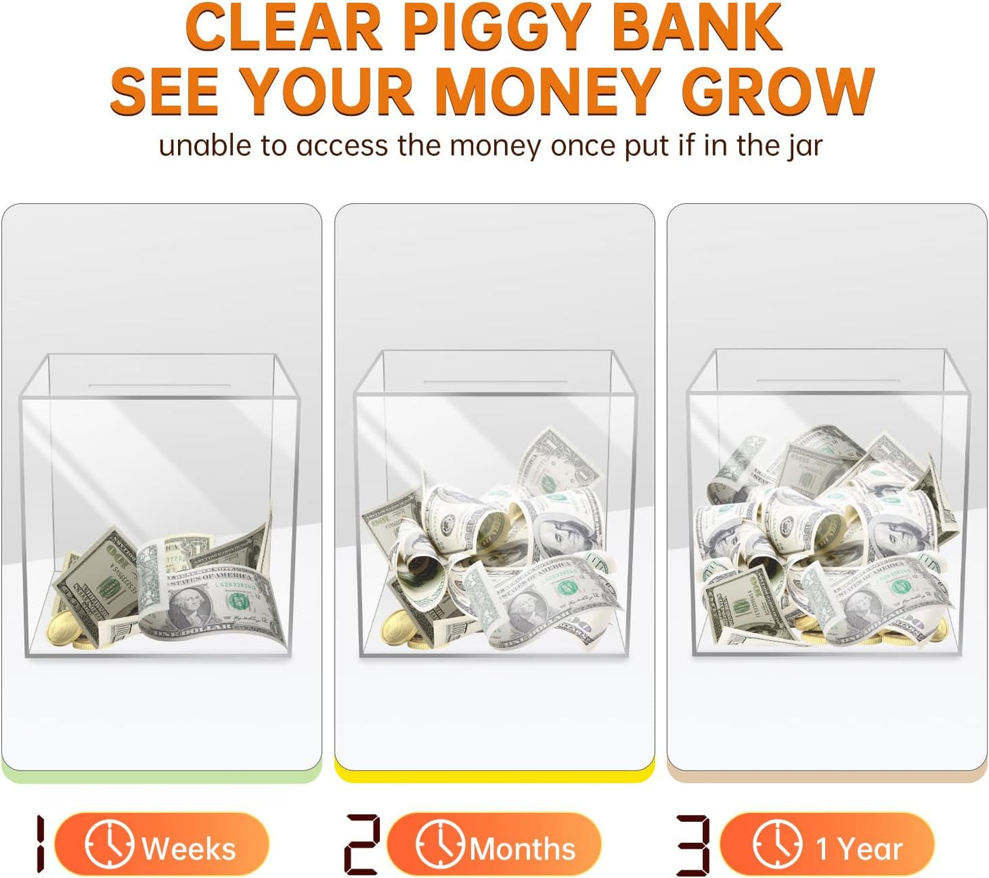 Unopenable Transparent Acrylic Piggy Bank | Skanto