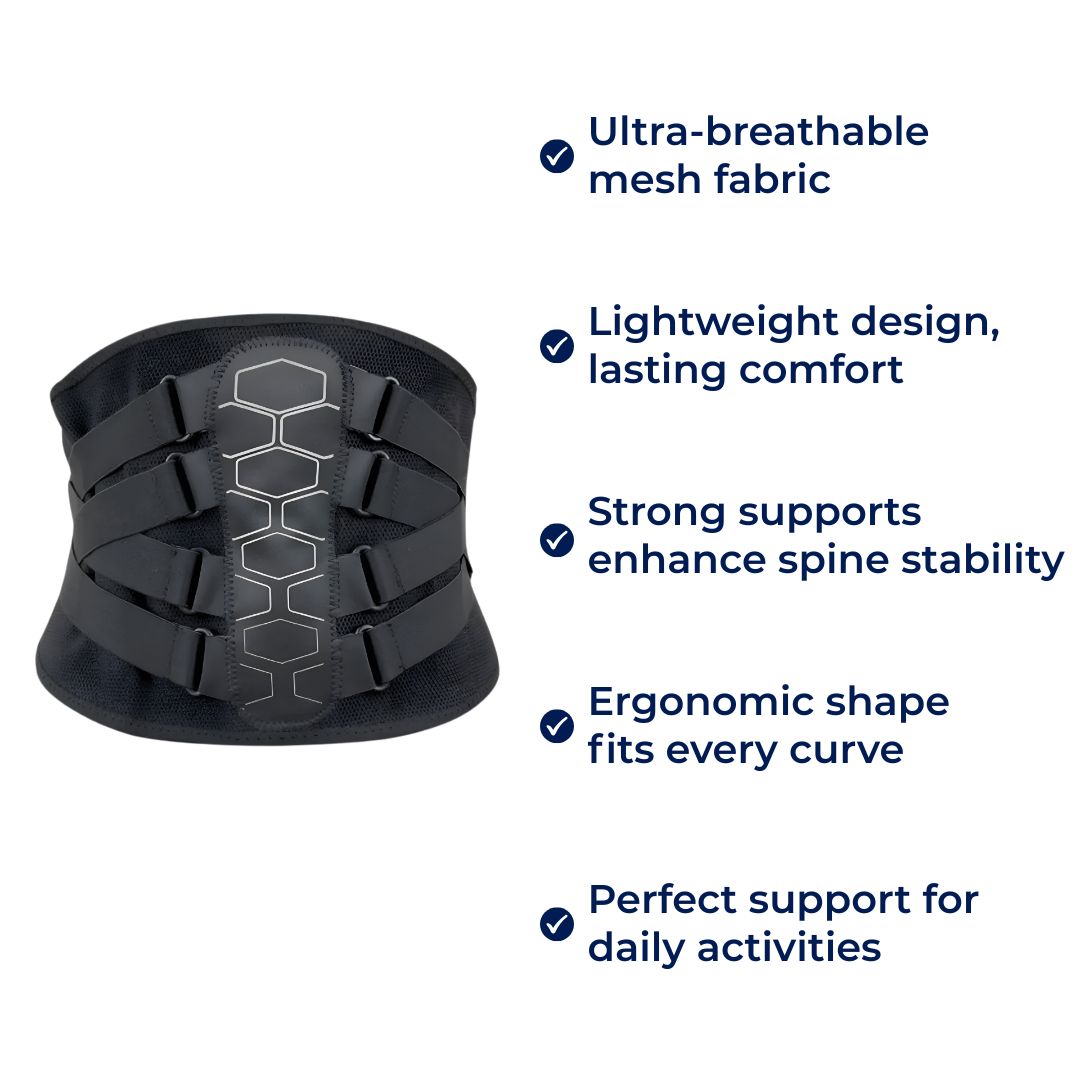 Ultra-Breathable Lower Back Brace - Lightweight Stabilizing Wrap for Pain Relief and Posture Support Skanto