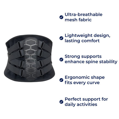 Ultra-Breathable Lower Back Brace - Lightweight Stabilizing Wrap for Pain Relief and Posture Support Skanto