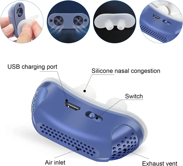 Micro-CPAP sleep apnea device for travel and anti-snoring