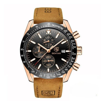 Skanto | Men's Water-Resistant Quartz Watch with Leather Strap