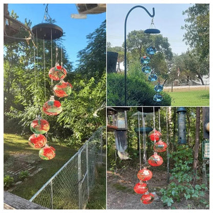 ChimeFeeder handcrafted glass hummingbird feeder with wind chime Bowlift