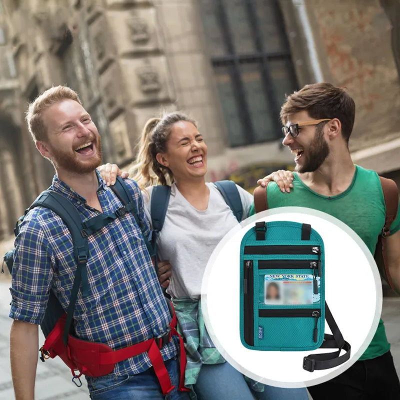 BowLift | Travel Neck Pouch Neck Wallet with RFID Blocking Passport Holder