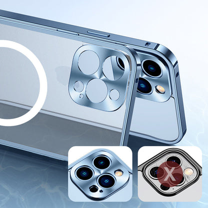 Magnetic charging case with metal frame for iPhone