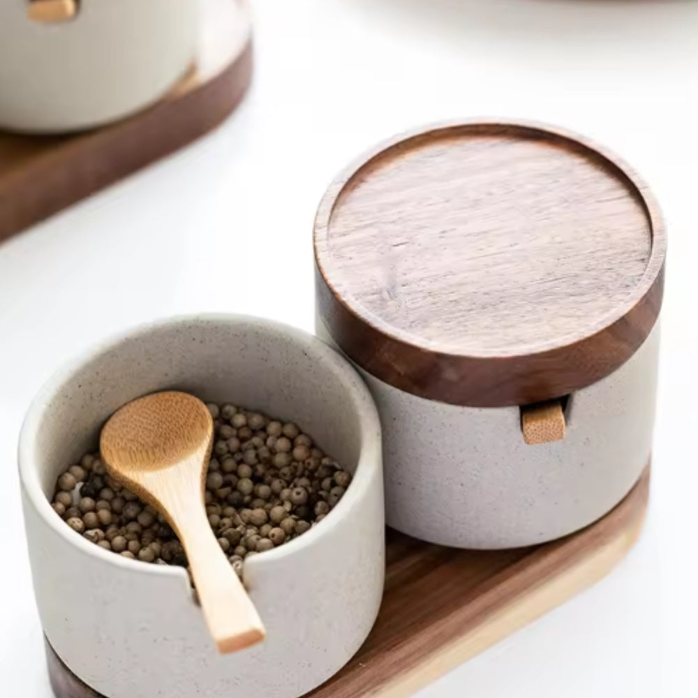 Skanto | Rustic Ceramic Spice Jar Set