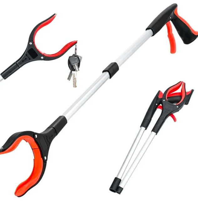 New improved, foldable grabber with 360° rotating clip