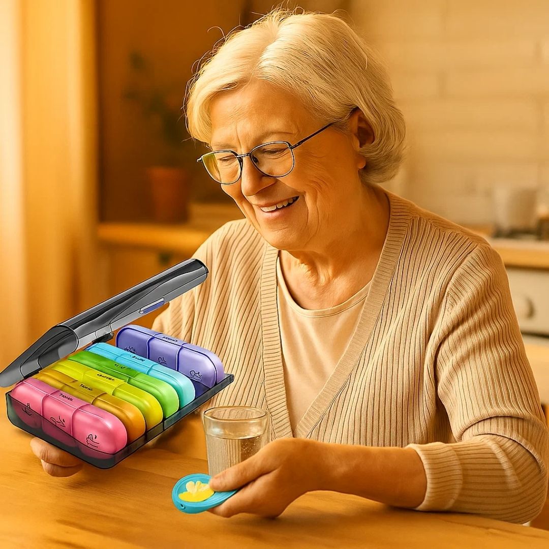 MediTrack | Weekly Pill Organizer – Improves Medication Adherence - Easy‑Open Large Compartments – BPA‑Free Durable – Travel & Seniors Bowlift