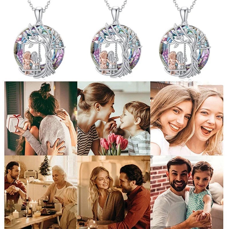 BowLift | Tree of Life Sister on the Swing Cry-stal Pendant Necklace