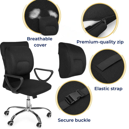 DriveEase | Lumbar Support Pillow for Car - Memory Foam Relief - Breathable Mesh - Ideal for Commuting and Long Drives Karnz