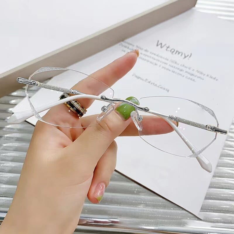 Fashionable rimless anti-blue light reading glasses