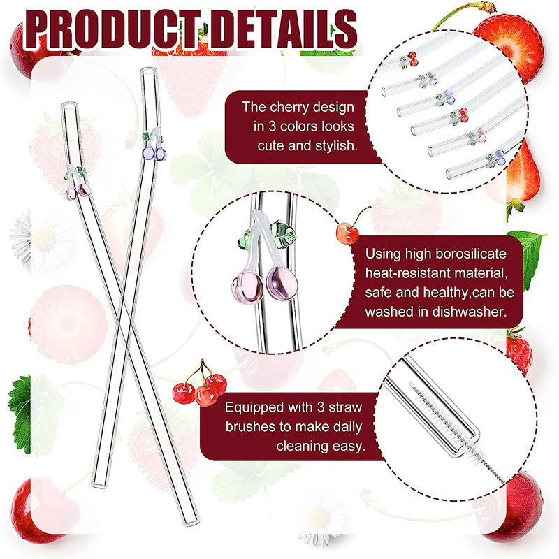 6 PCS Reusable Stained Glass Straws with Cleaning Brush | Bowlift