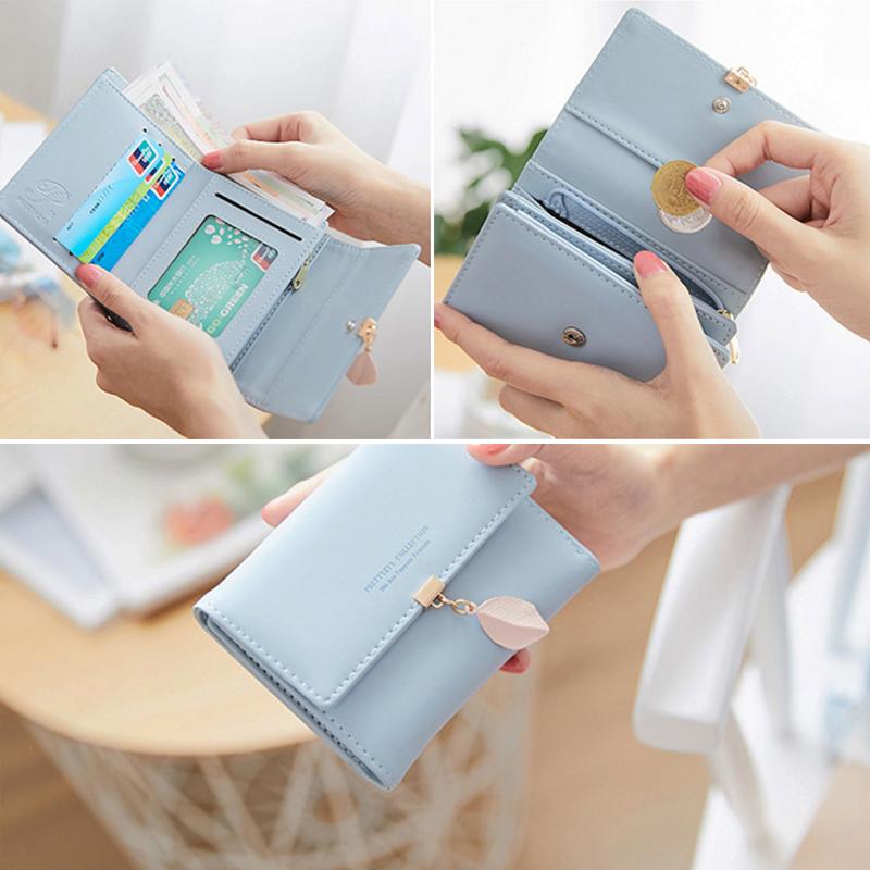 Short trifold wallet with leaf detail | Skanto