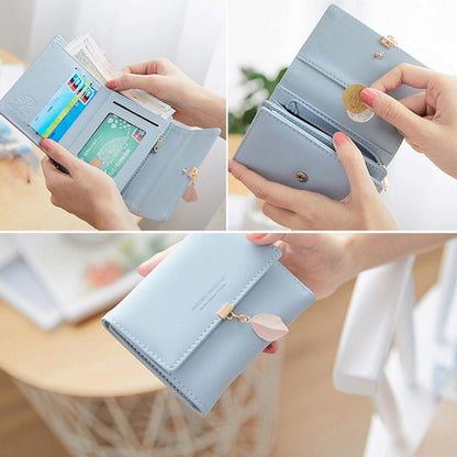 Short trifold wallet with leaf detail | Skanto