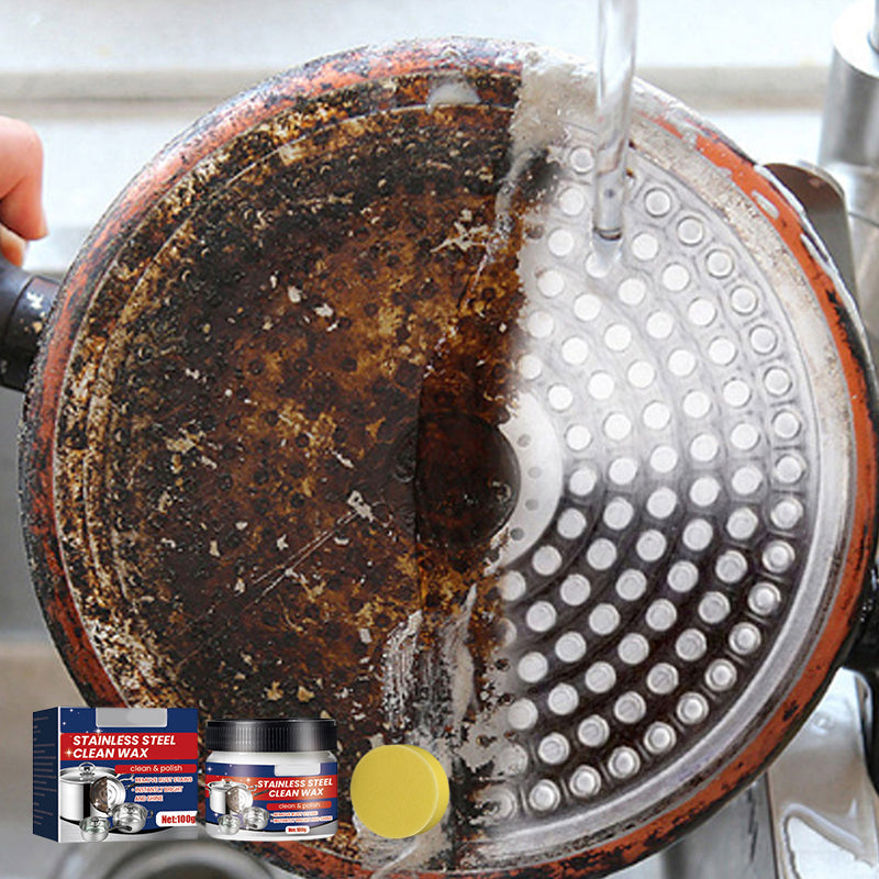 Stainless steel spot cleaning wax