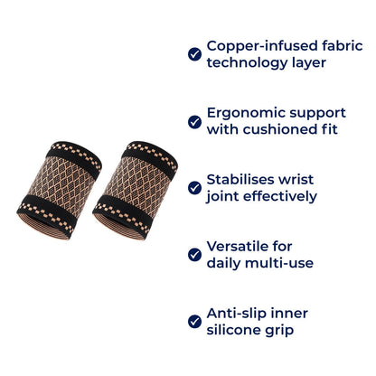 Copper‑Infused Compression for Wrist Pain Relief – Breathable Low‑Profile Sleeve for Everyday & Sports Bowlift