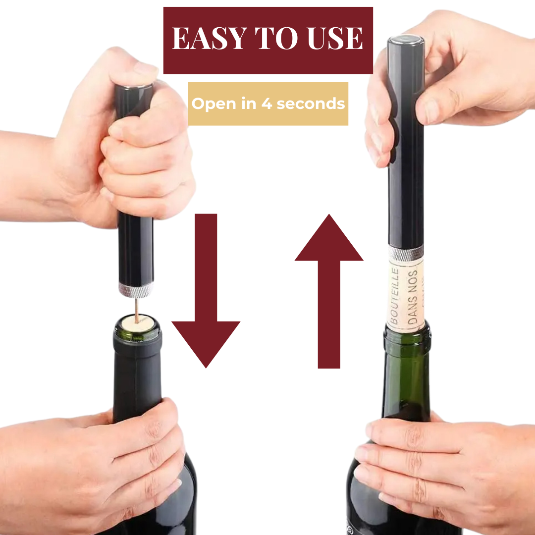 Skanto | WineLuxe Air Pressure Wine Opener – Stainless Steel & Ergonomic Design