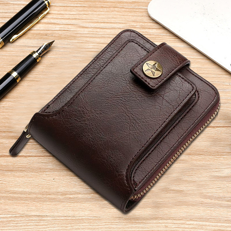 Skanto | Men's Ny Short Fashion Trend Multi-Card Horizontal Zipper Wallet