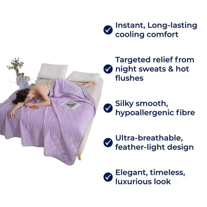 SilkCool | Cooling Blanket – Instant Cooling Comfort – Hypoallergenic Silk Fiber – Overheating Prevention – Relief for Night Sweats and Sensitive Skin Karnz