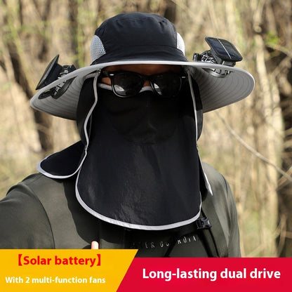 Quick-drying Solar Fan Outdoor Big Brim Sun Hat | Bowlift